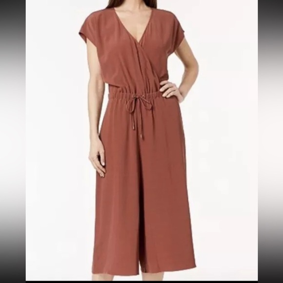 Eileen Fisher Women’s 1X Wide Leg Crepe Jumpsuit Tencel Viscose Crepe Ruset - Picture 2 of 11